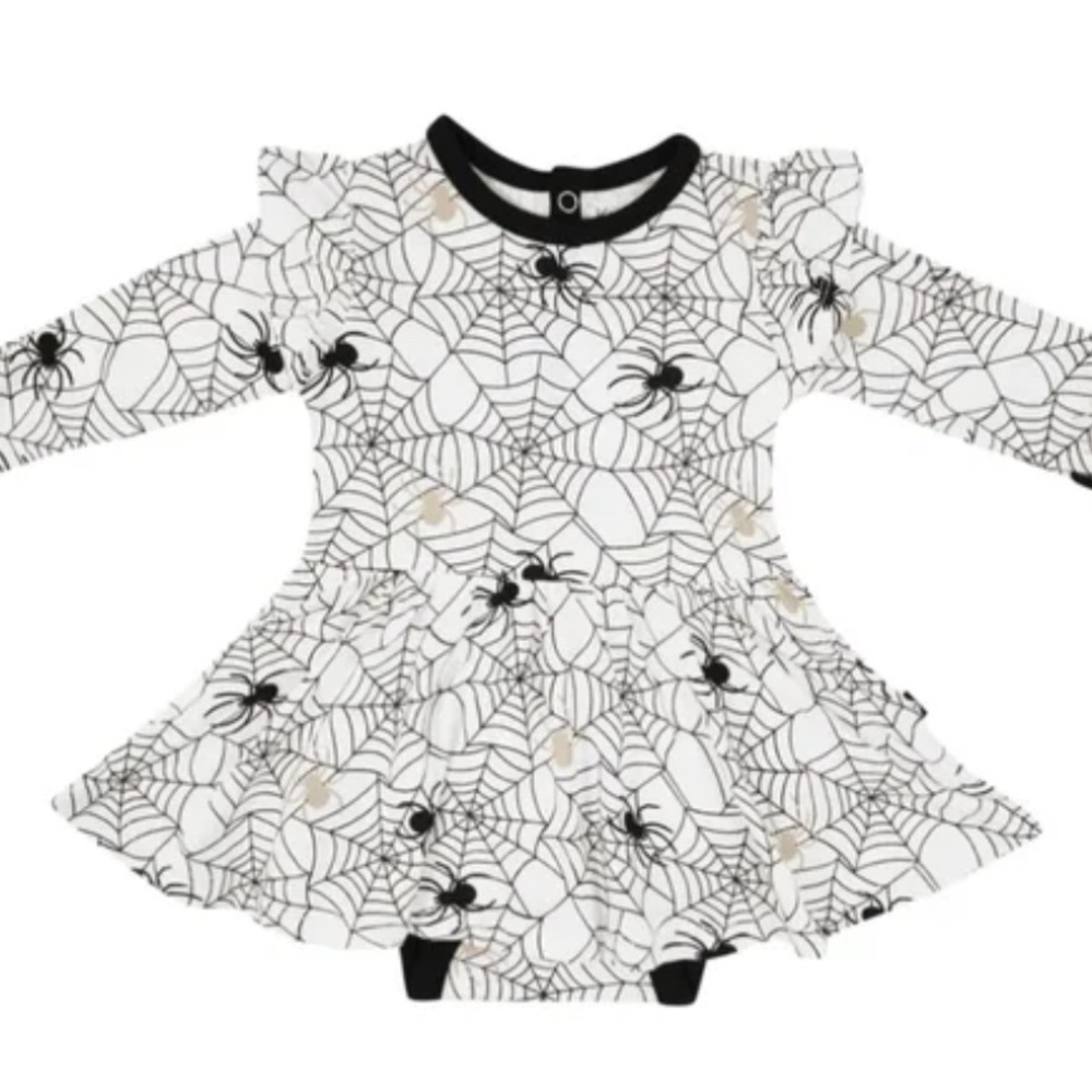 KYTE Baby Long Sleeve Twirl Bodysuit Dress Spider 18-24 mo Halloween Bamboo Fall - Picture 2 of 7